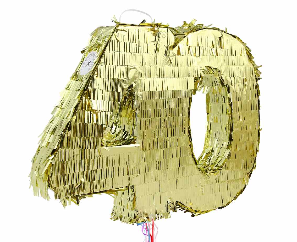 Piniata CYFRA „40”, metaliczna złota, foliowa