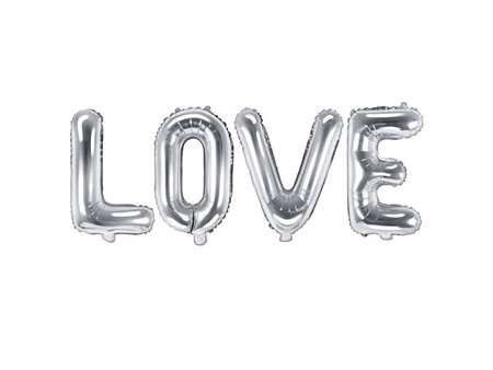 Balon foliowy Love, 140x35cm, srebrny