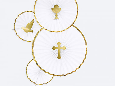 Toppery na tort I Komunia Święta, złoty, 31,5cm