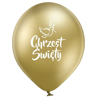 Balon GLOSSY ZŁOTY z nadrukiem CHRZEST ŚW