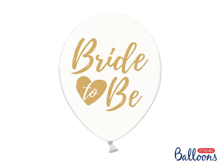 Balon ze złotym napisem bride to be 30 cm, crystal clear