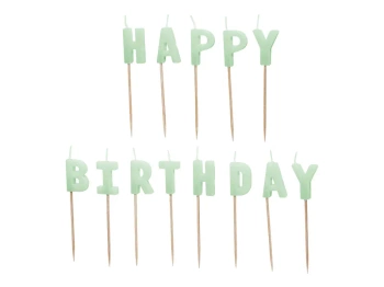 Świeczki urodzinowe Happy Birthday, 2.5 cm, jasny zielony