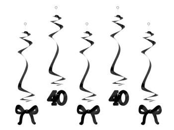 Świderki na 40 urodziny z kokardkami, 50cm, czarne