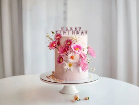 Świeczki urodzinowe Happy Birthday, 2.5 cm, różowe złoto