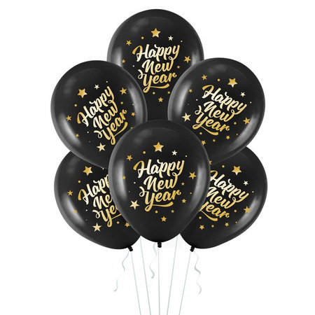 Balon Happy New Year czarny, 30 cm