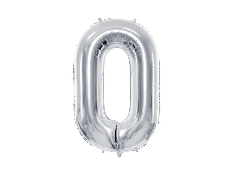 Balon foliowy Cyfra ''0'', 72cm, srebrny