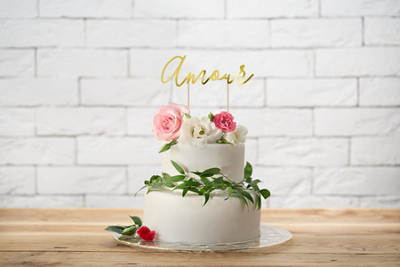 Topper na tort Amour, złoty, 22,5cm