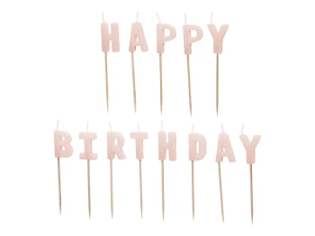 Świeczki urodzinowe Happy Birthday, 2.5 cm, różowy