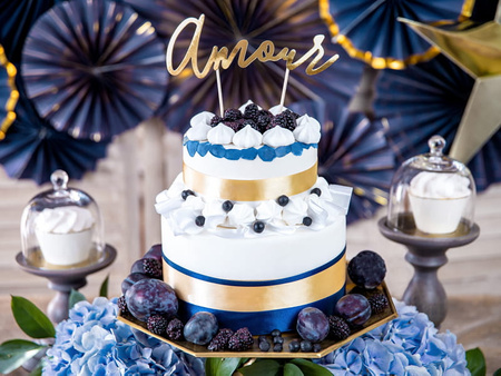 Topper na tort Amour, złoty, 22,5cm