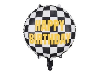 Balon foliowy Szachownica Happy Birthday, 45 cm, mix