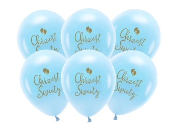 Balony Eco 33 cm, Chrzest Święty, błękit 6szt