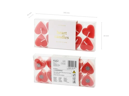 Świeczki Serca, 4 cm, czerwony