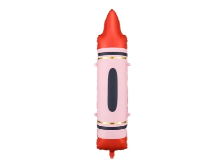 Balon foliowy Kredka, czerwona, 23x104 cm