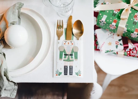 Serwetki kieszonka na sztućce Dziadek do orzechów 6 szt.