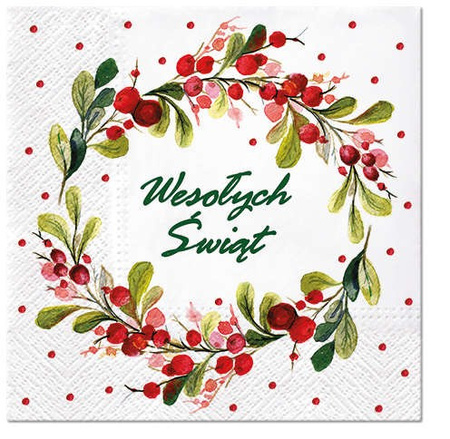 Serwetki Berries Ring Wesołych Świąt 20 szt