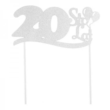 Topper na tort 20 urodziny srebrny