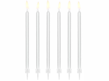 Świeczki urodzinowe gładkie, biały, 14 cm