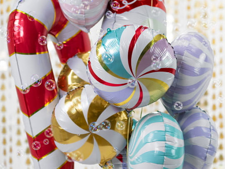 Balon foliowy Cukrowa laska, 50x82cm, czerwony