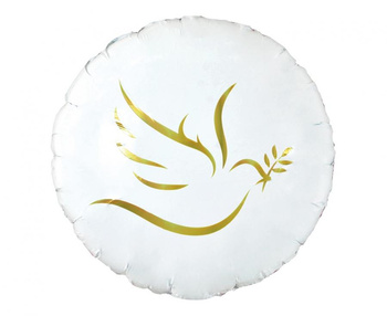Balon foliowy Złoty gołąbek, okrągły 46cm