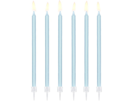 Świeczki urodzinowe gładkie, jasny niebieski, 14 cm
