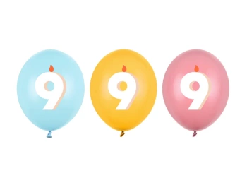 Balony 30 cm, 9, zestaw 3 kolorów