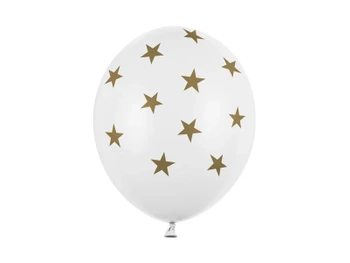 Balony 30cm, Gwiazdki, Pastel Pure White 6szt