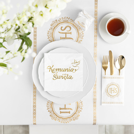 Serwetki białe Komunia Święta Gołąbek, 10 szt