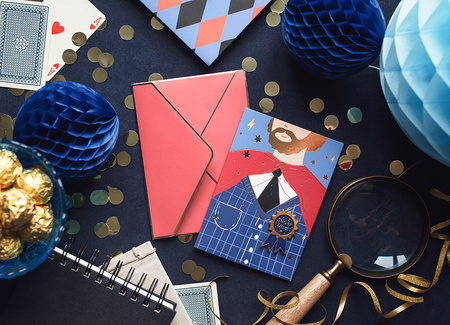 Kartka z pinem Kotylion, 11x15.5 cm