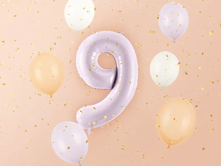 Balon foliowy Cyfra ''9", 86cm, fioletowy