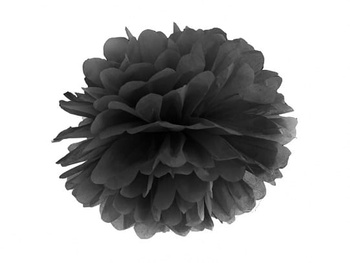 Pompon bibułowy czarny 25 cm