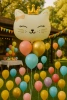 Balon foliowy Kotek z koroną beż