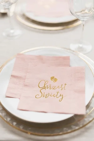 Serwetki Chrzest Święty, 33x33 cm, jasny różowy