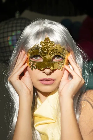 Maska karnawałowa, 17x9 cm, złoty