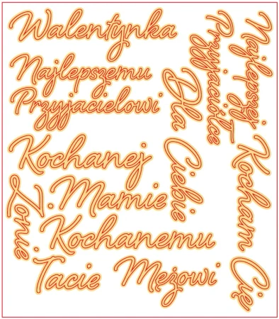 Kartka walentynkowa z wymiennymi napisami