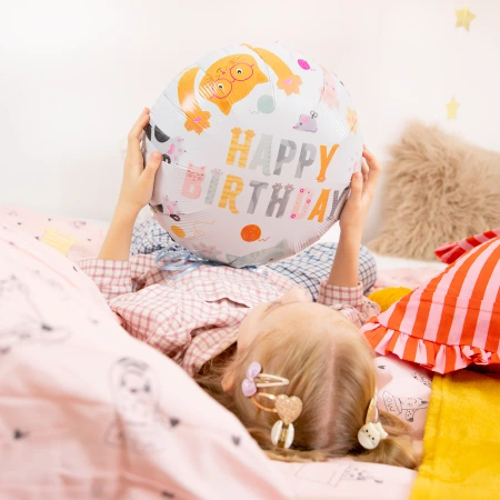 Balon foliowy Happy Birthday Kotki 45cm