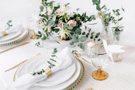 Bieżnik organza z nadrukiem, biały, 0,48 x 9m