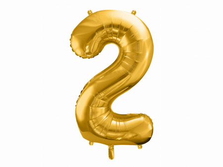 Balon cyfra 2 złoto, 35 cm