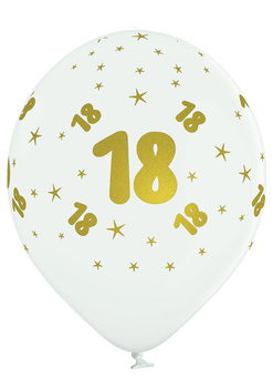 Balon biały z nadrukiem 18 złoty