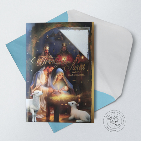 Kartka świąteczna Wesołych Świąt z opłatkiem