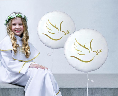 Balon foliowy Złoty gołąbek, okrągły 46cm