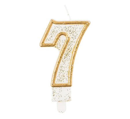 Świeczka cyfra 7, złoty kontur