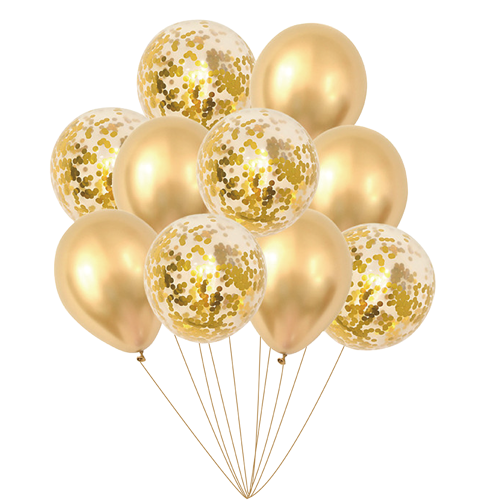Balony złote 12cali z konfetti 10szt