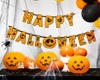 Baner Happy Halloween z dynią pomarańczowy 185cm