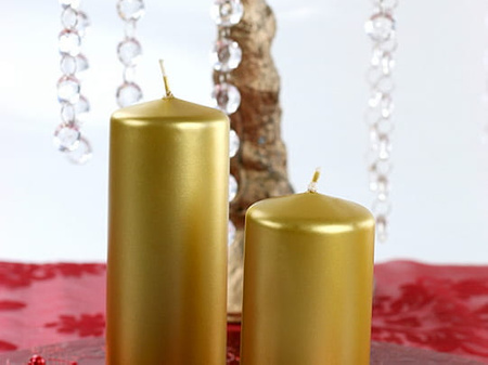 Świeca klubowa metalizowana, złoty, 15 x 6cm