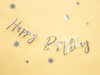 Baner Happy Birthday, srebrny, 16,5x62cm