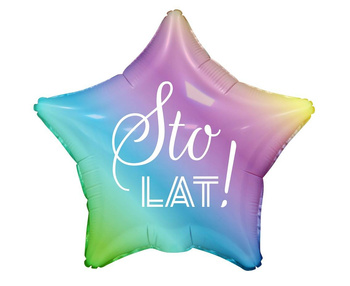 Balon Foliowy Sto Lat, gwiazdka tęczowa 44cm