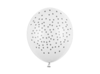 Balon biały w kropki, Pastel Pure White 30cm