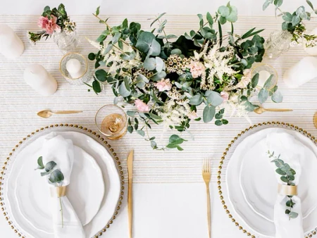 Bieżnik organza z nadrukiem, biały, 0,48 x 9m