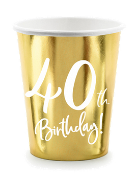 Kubeczki 40th Birthday, złoty, 220ml