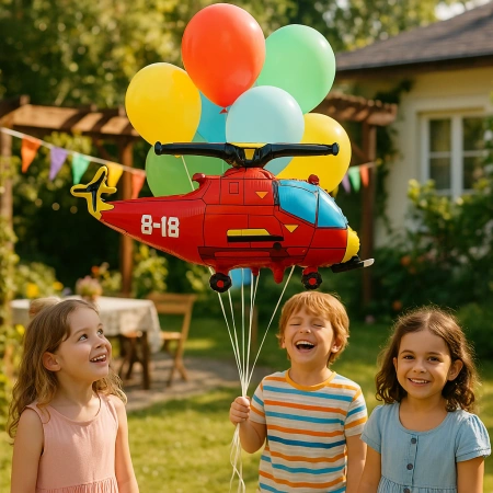 Balon foliowy Helikopter czerwony 52x89cm